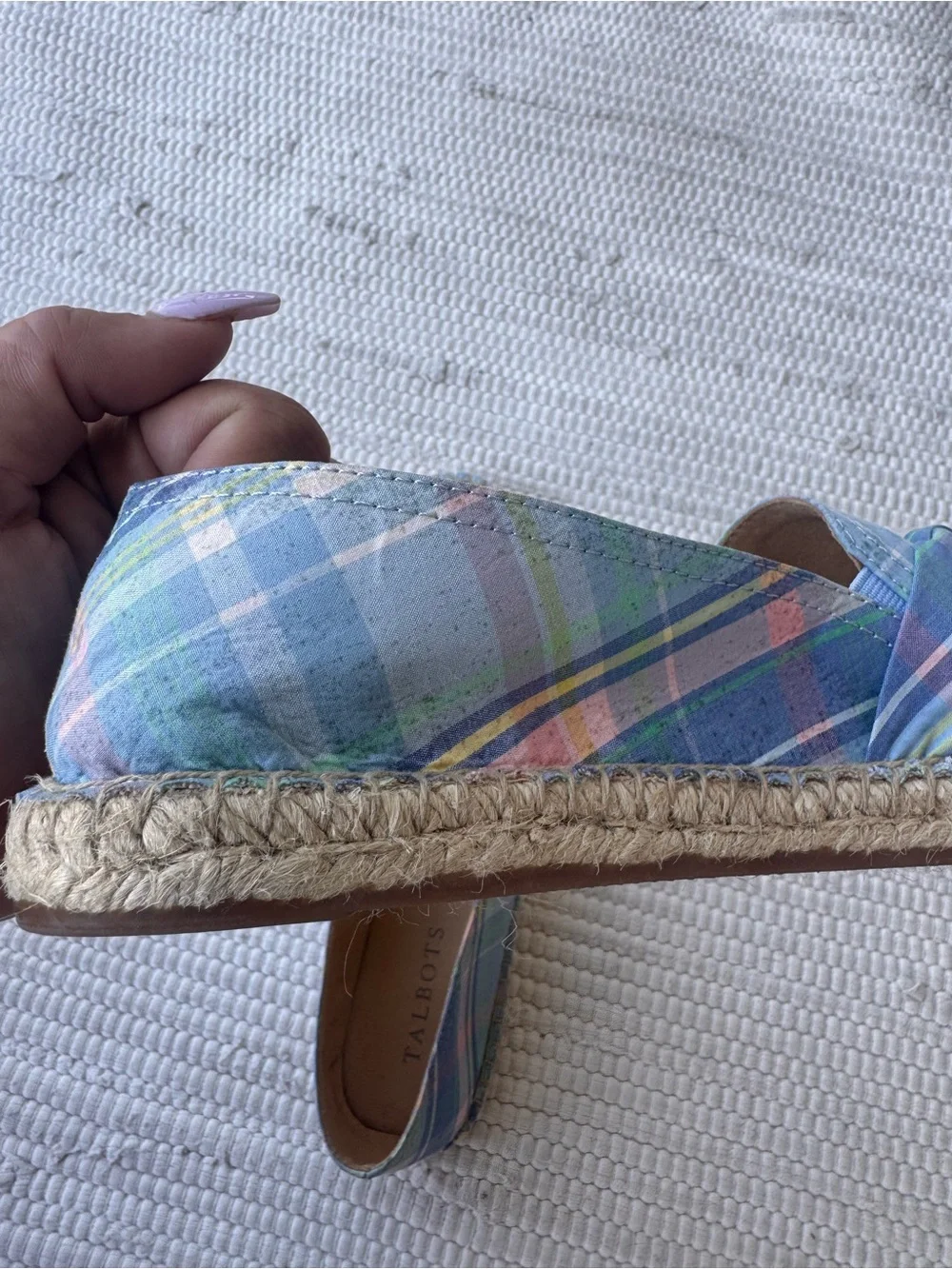 Talbots Pastel Plaid Espadrille Loafers in Blue, Pink, Yellow